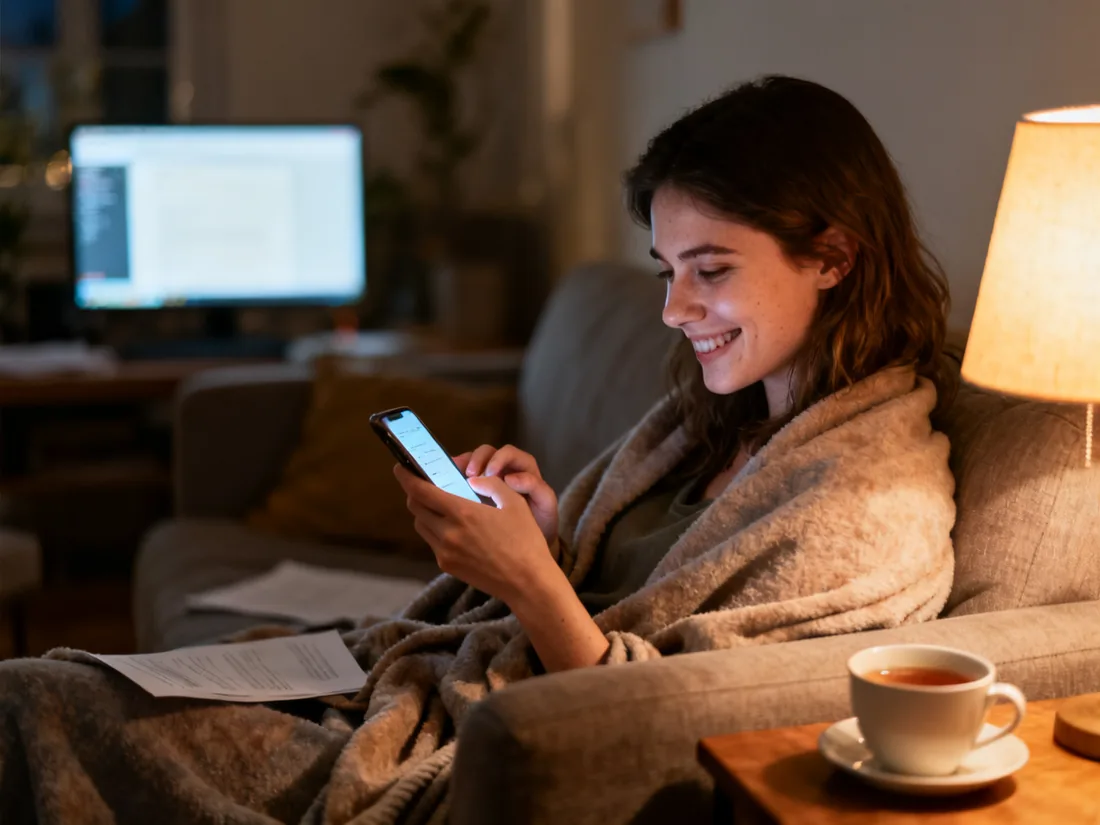 Cliente final resolviendo su gestión desde el sofá por WhatsApp