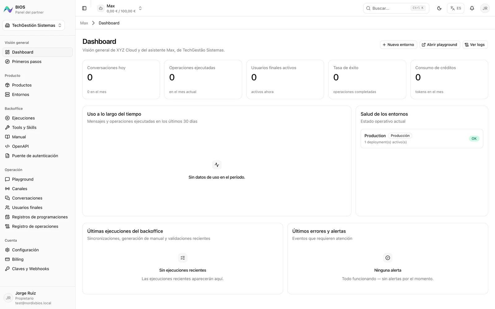 Dashboard multi-tenant de BIOS